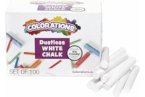 Colorations NODUST Dustless White Chalk, 100 Piece Bulk Pack, Value, Multi-Colored, for Kids, Classroom, Learning, Drawing, Create, Play, Non-Toxic, 3 inches x 3/8 inch