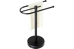 Towel Holder Stand, Stainless Steel Hand Towel Holder Rack for Bathroom Countertop, C-Shape Free Standing Towel Bar Holds 2 T