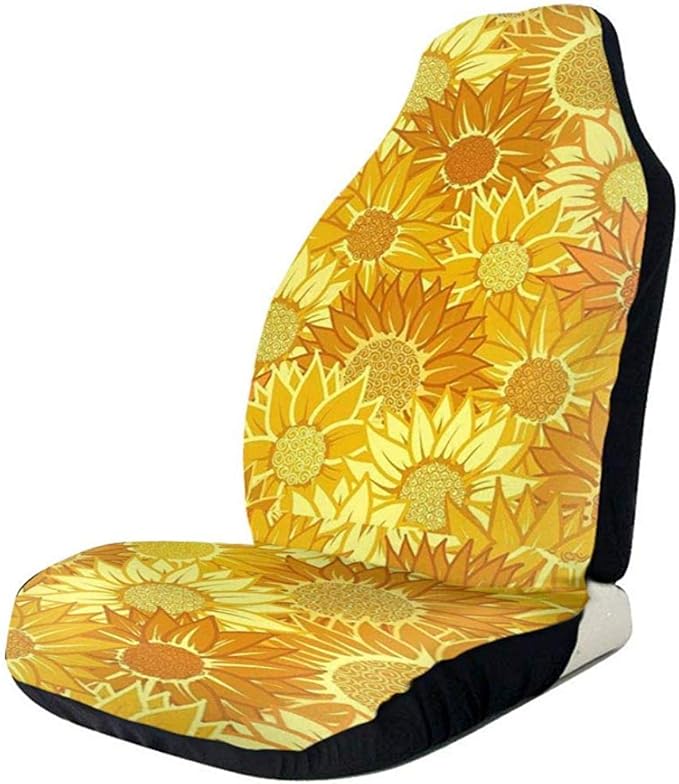 2Pcs Seat Covers Sunflower Pattern Texture by Front Seat Covers for