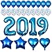 2019 Balloons Kit Blue, Graduation Party Balloons - 40 Inch Number Foil Balloons, Confetti Balloons for Wedding Bridal Shower and Children Graduation Party Decorations Supplies
