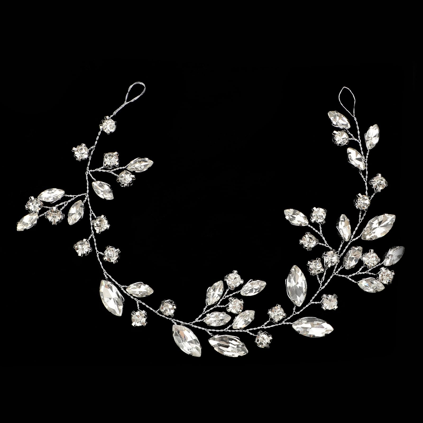Crystal Bridal Hair Vine & Headband for Brides - Silver Rhinestone Bridal Hair Pieces & Accessories