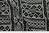 Spoonflower African Fabric Mudcloth in Bone On Black by Domesticate Printed on Basic Cotton Ultra Fabric by The Yard