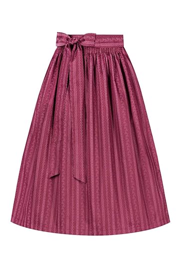 Moser Dirndlschürze midi 70er Bordeaux Gemustert Nora 002857, Baumwollschürze mit traditionellem Rankenmuster, klassisch mit 