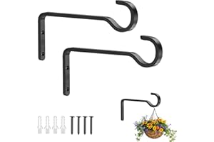 6 Inch 2 Pack Plant Hangers, Brackets for Hanging Plants, Heavy Duty Outdoor Plant Wall Hooks, Garden Plant Wall Hanger for H