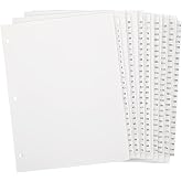 Yeaqee 201 Numbered Tabs for 3 Ring Binders, Letter Size Numbered Dividers 3 Hole Punched White Binder Index for File Notebook 8.5 x 11 Inch