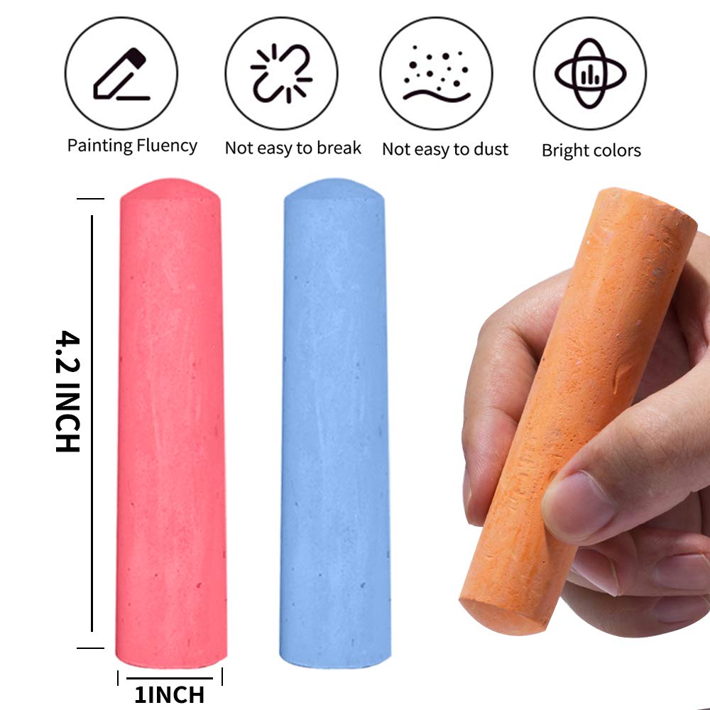 180 Pack Washable Sidewalk Chalk for Kid, 20 Colors Non-Toxic Jumbo Chalk Paint Bulk for Summer Outdoor Activity, Playground, School Classroom Chalkboard, Chalk Party Favors Set for Toddler Kids Adult