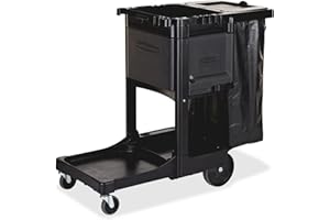 Rubbermaid Commercial Products Executive Series Janitorial and Housekeeping Cleaning Cart with Locking Cabinet Wheeled with Z