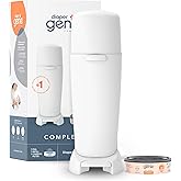 Diaper Genie Complete Diaper Pail (White) – Includes 1 Refill (Holds 270 Newborn Diapers) & 1 Carbon Filter