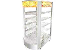 KOUWO Countertop 14" Food Warmer Display Case 5 Shelf Hot Warming Showcase with Back Sliding Door,Silver (5 Tiers)
