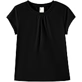 PATPAT Girls Pleated Short Sleeve T Shirt Summer Crewneck Plain Shirts Casual Fashion Preppy Tops Tees for Girl 5-16 Years