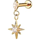 Humorrap 1PC Flatback Stud Earrings for Tragus Helix Conch Flat