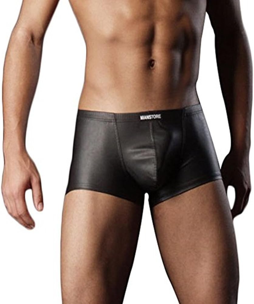 BlueSpace Patent Leather Mens Box Brief Low Rise Boxer Trunk Underwear Panties