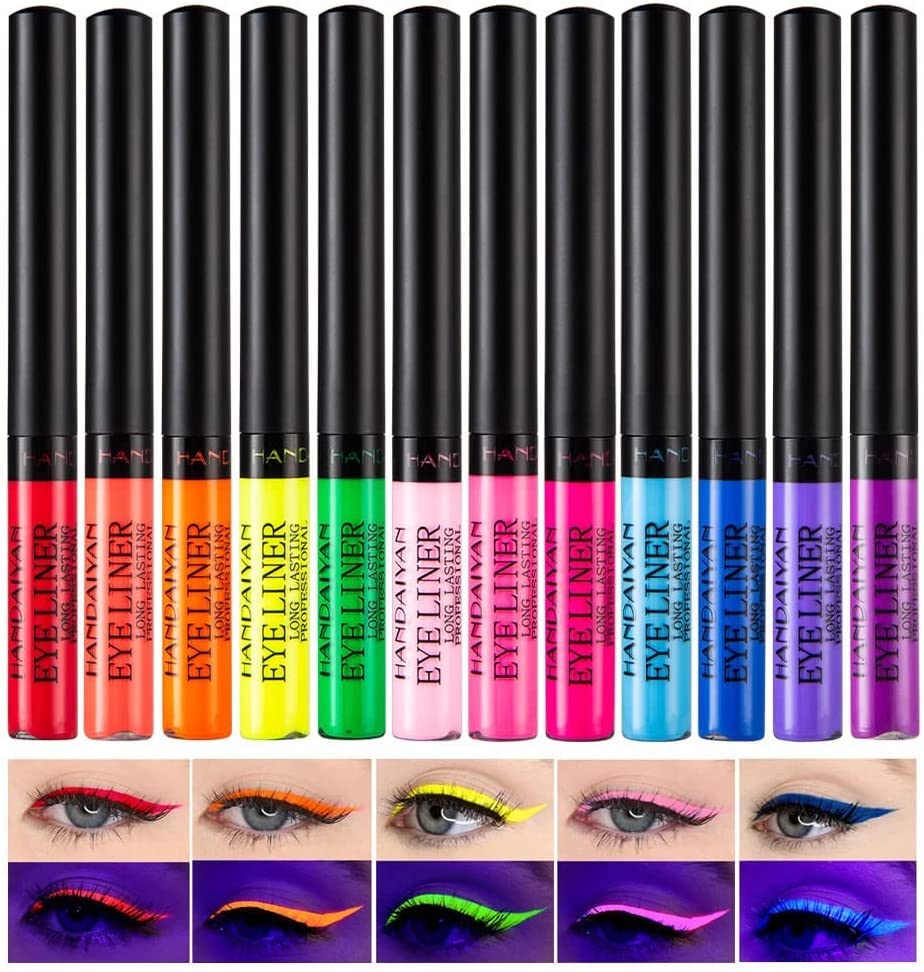 12 Colors Liquid Eyeliner Set, Colorful Matte Liquid Eyeliners Waterproof Highly Pigmented Long Lasting Eye Liners Makeup Luminous Eye Liner Pencil Cosmetics # C