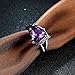 Eternity Love Wedding Bands Women's 18K Black Gold Plated Heart Rings Princess Cut CZ Crystal Engagement Rings Best Promise Rings Anniversary Wedding Rings for Lady Girl, Purple , 6