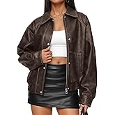 Trendy Queen Womens Oversized Leather Jackets Fall Motorcycle Bomber Winter Coats 2026