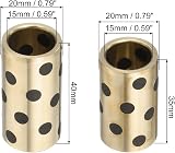 sourcing map Sleeve Bearings 15mm Bore 20mm OD Brass Graphite Oilless Bushing view 2