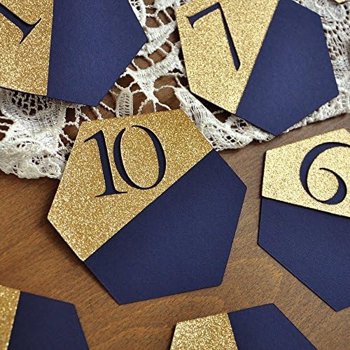 Navy Wedding Table Number. Gold and Navy Wedding. Navy Blue Table Numbers. Geometric Wedding Decorations.