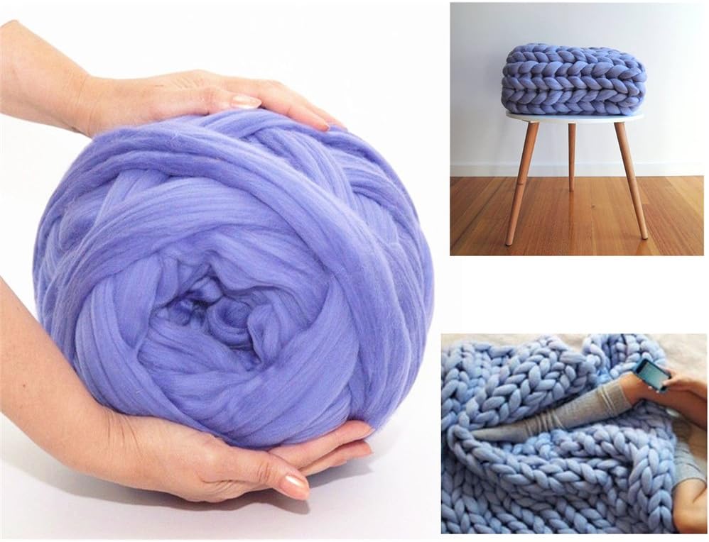 Arm Knitting Yarn Chunky Wool Yarn Bulky Wool Yarn Giant Knit Yarn Extreme Knitting (0.55lbs/250g, Blue Violet)