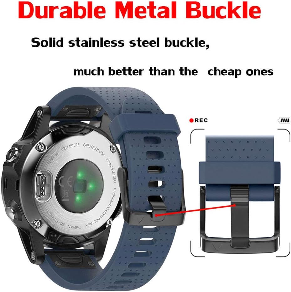 NotoCity Fenix 5S Strap 20mm Width Easy Fit Soft Silicone Watch Band With Silver Color Metal Buckle for Fenix 5S - Image 5