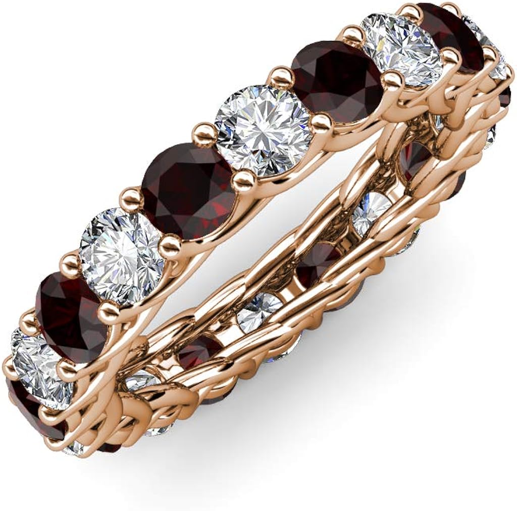 Red and Diamond 3.8mm Gallery Eternity Band 3.65 cttw to 4.31