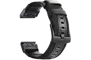 YOOSIDE Fenix 5/Fenix 6 Watch Band, 22mm Quick Easy Fit Nylon Durable Wristband Strap for Garmin Fenix 5/5 Plus,Fenix 6,Instinct,Quatix 5, MARQ,Forerunner 935/945,Fit Wrist 6.3-8.66inch (Black)