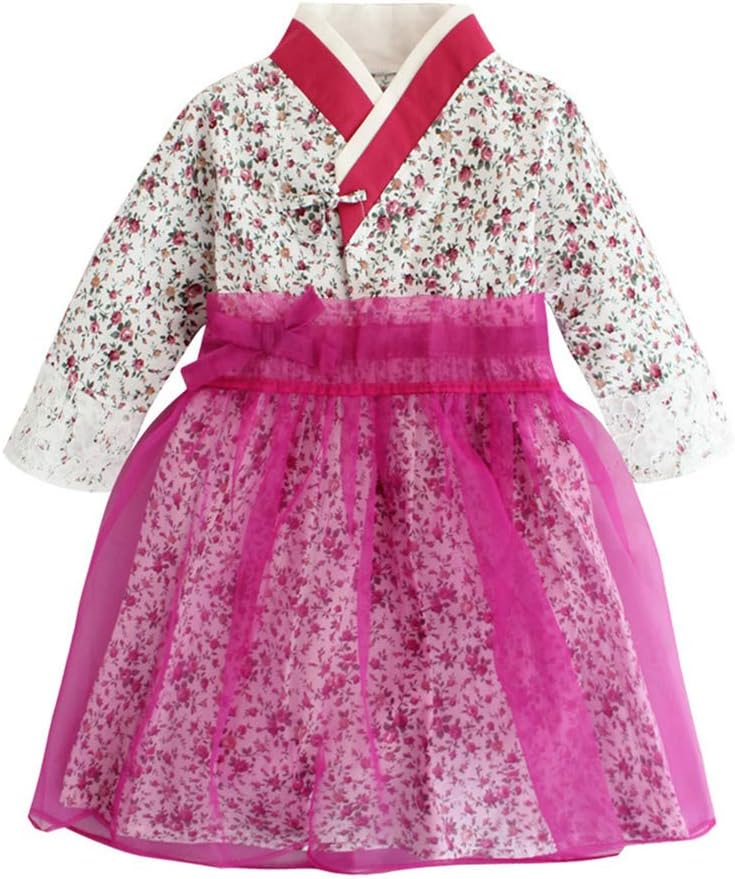 PAUBOLI Baby Girl Korean Clothes Korean Hanbok Long Sleeve Dress