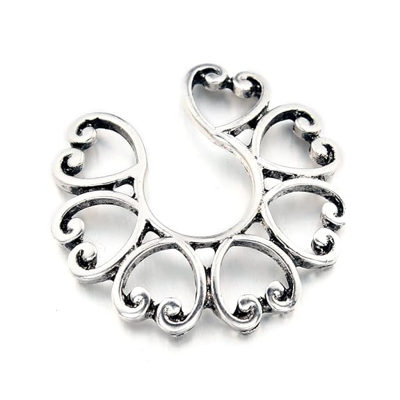 1 Paar 316L Chirurgenstahl 16G Fake Brustwarzenpiercing Herz Shield Clip Ring von Vcmart