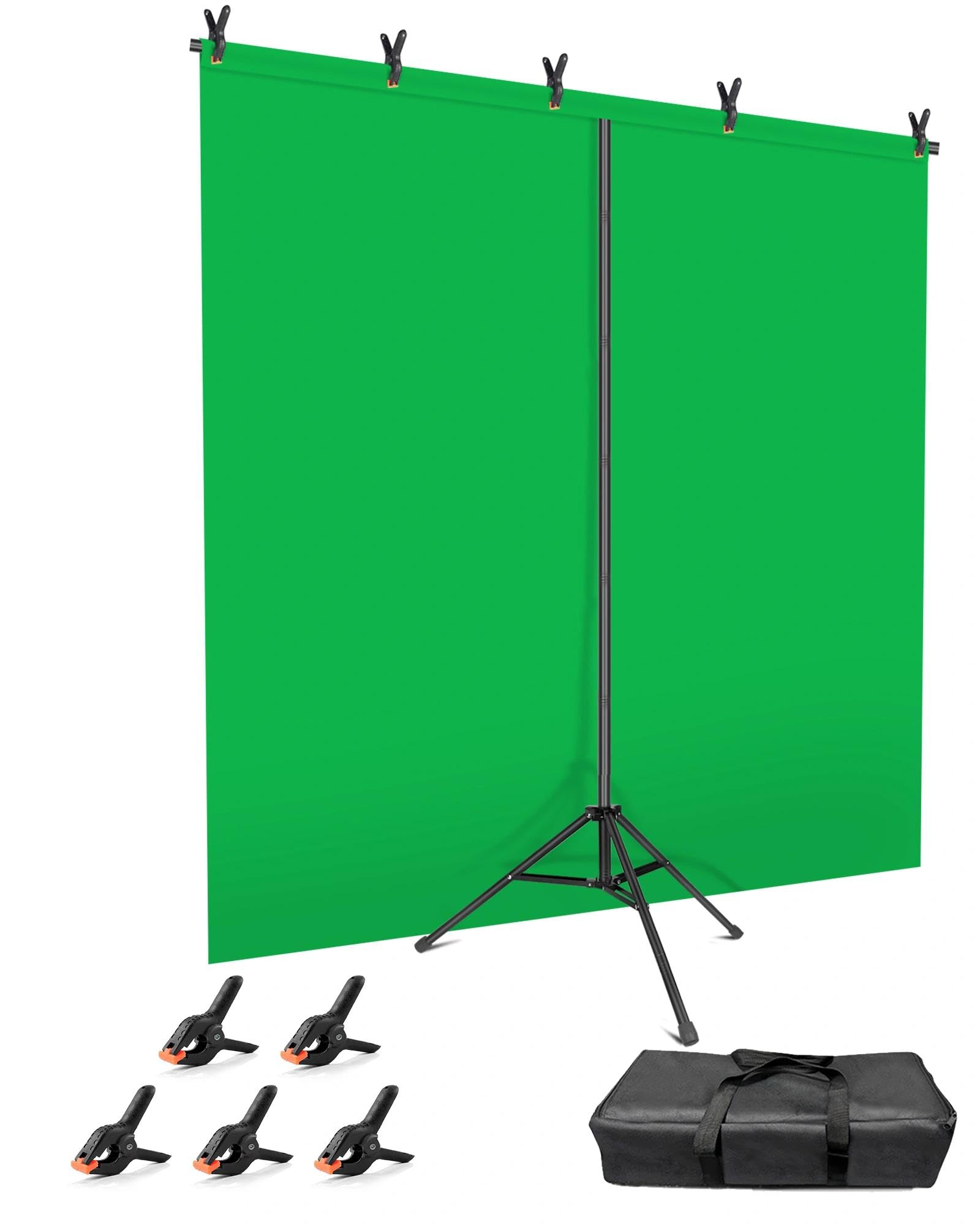 Hemmotop グリーンバック 自立式 背景スタンド T字型 150x210cm zoom 背景 スクリーン 撮影用 スタンド グリーンスクリーン 布