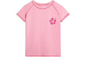 Real Love Toddler Girls Rash Guard - Quick Dry Sun Protection Swim Shirt Girls Short Sleeve Rash Guard Kids Swim Top (2T-16)