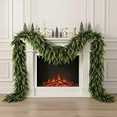 9 FT Christmas Cedar Garland, Real Touch Soft & Thickness Greenery Pine Garland for Mantle Table Fireplace Outdoor Indoor Christmas Decorcorations