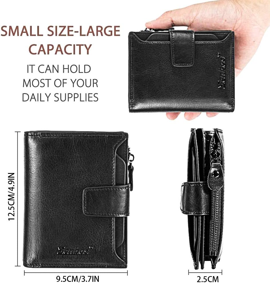 Senbos Men's Genuine Leather Wallet RFID Blocking Coin Purse 18 Credit Card Holder 2 Bill Compartment and Removable ID Holder Coin Pocket with Gift Box - Image 3