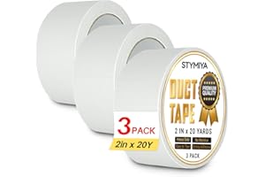 STYMIYA White Duct Tape Heavy Duty: 3 Rolls 2''x20yd Wide Waterproof Outdoor Duck Furniture Repair Tape Bulk - Strong Adhesive Weather UV Resistant No-Residue Masking Tapes Patterns Variety Pack (White)