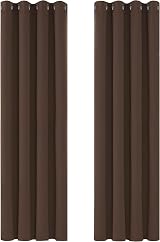 Deconovo Super Soft Thermal Insulated Curtains Eyelet Brown W52 x L63 Inch 1 view 3