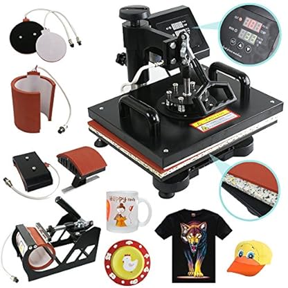 ZENY 5 in 1 Heat Press Machine Pro 12" x 15" Swing Away Multifunctional Digital Transfer Sublimation Hat Plate Cap Heat Press Machine for T-Shirt - Image 9