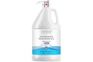 PUROLEO Hydrogen Peroxide 6% Solution, 128 Fl Oz/3784 mL (Made In Canada), Multipurpose Household Cleaner, Stain Remover & Fa