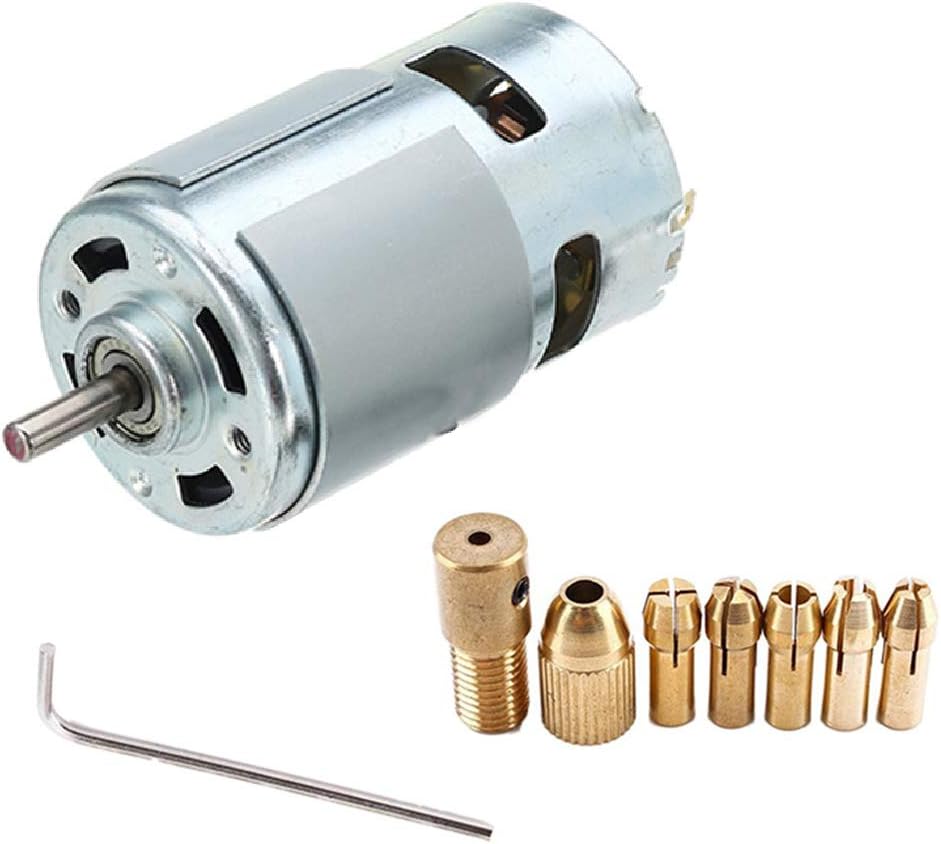 amiciTools DIY For 7 Pcs Hand Drill Kit Chuck and Drill Collet (0.5mm to 3.0mm) with 12v PCB Motor Drill