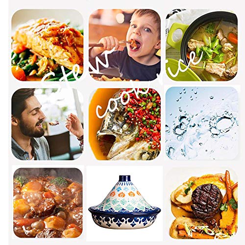 Clay-CasseroleMini-Tagine-PotPainted-Ceramic-Casserole-Clay-Pot-with-LidOriginal-Moroccan-Handmade-Clay-Cooking-DishStovetop-Cookware-for-Slow-Cooking-A-25185cm