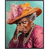 African American Bathroom Art - Black Woman Funny Bathroom Decor - Trendy Aesthetic Wall Decor for Bathroom - Restroom funny Wall Art - Ladies Room Fun Wall Decor - Humorous Guest Half Bathroom Decor