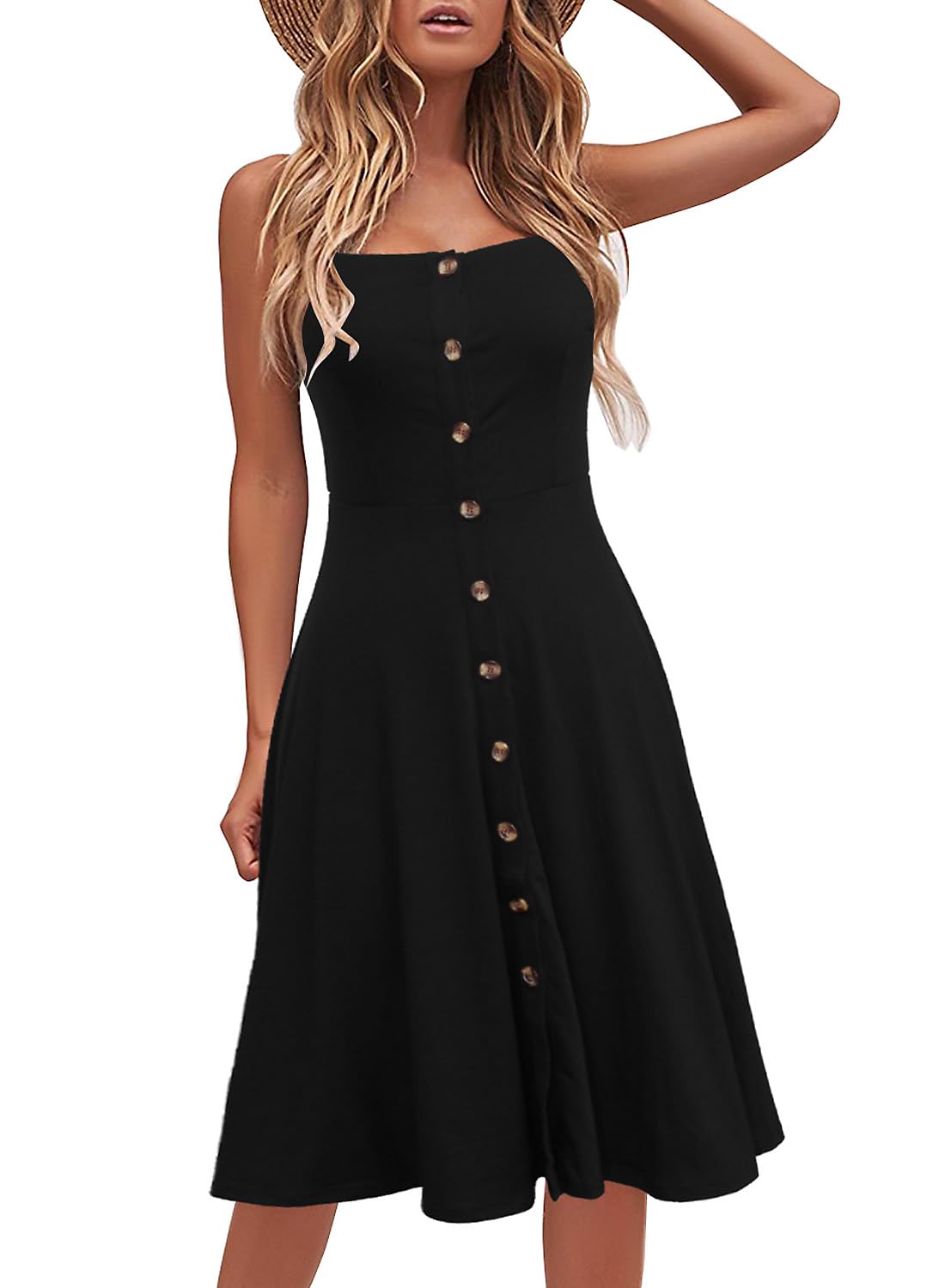Women's Spaghetti Strap A-Line Midi Dress - Summer Casual Dress