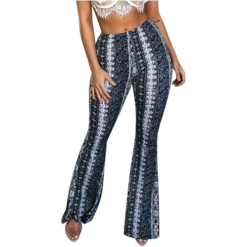 Hengshikeji Clearance Pants for Womens, High-Waist Women Floral Loose Wide Leg Pants Bell-Bottoms Lounge Yoga Trousers