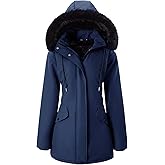 Arssm Womens Winter Puffer Coat Thicken Fleece Lined Long Parka Jacket Warm Hooded Waterproof Outerwear