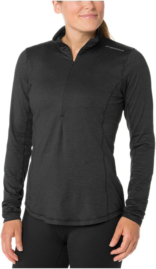 Amazon.com: Brooks Women's Dash 1/2 Zip Heather Black T-Shirt MD (Women's 8-10): Clothing