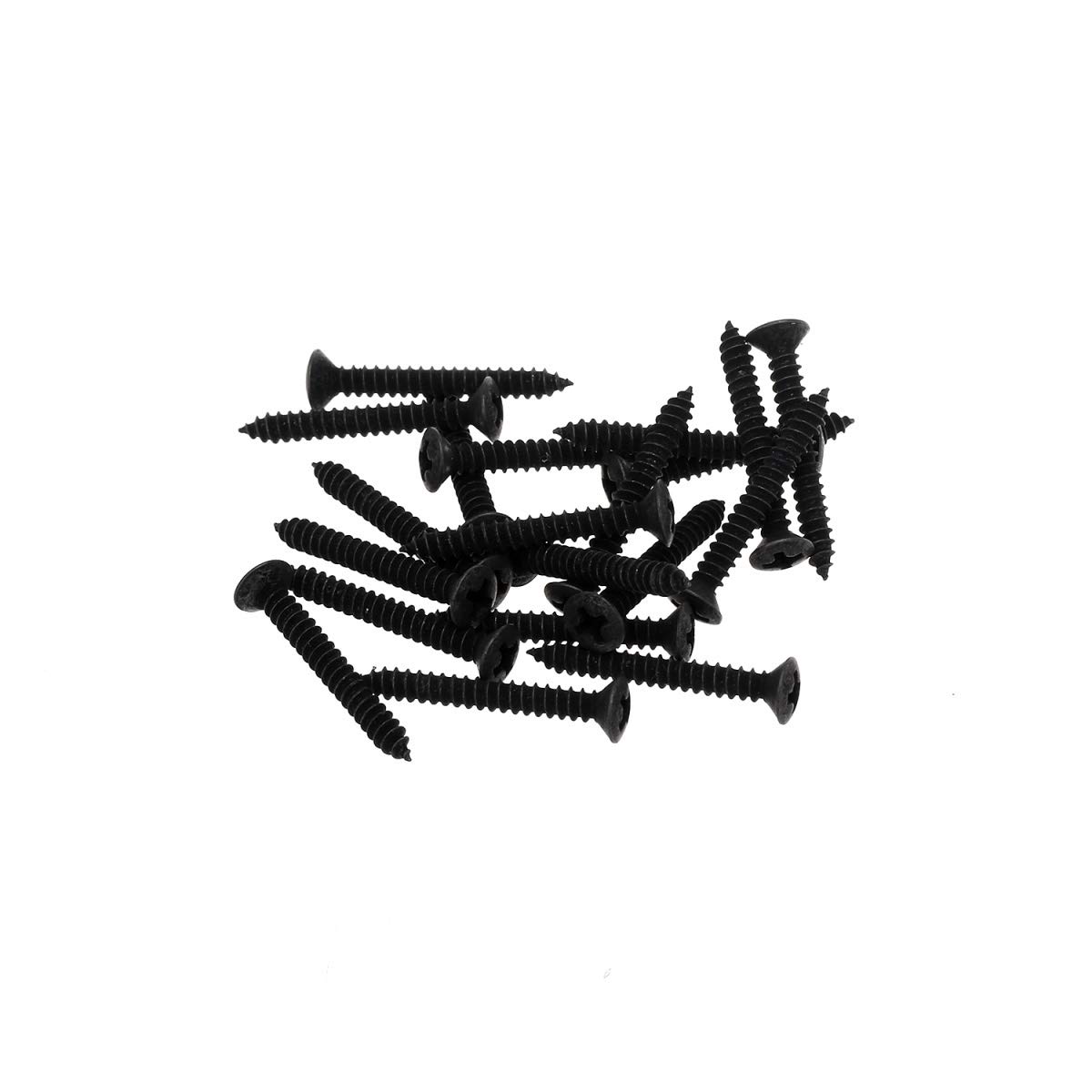 Musiclily Pro 3.0x25mm Strap Button Mounting Screws for Guitar or Bass,Black (Set of 20)