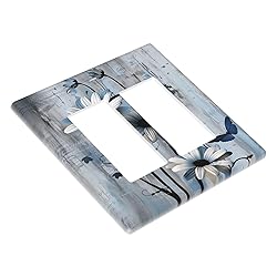 OILbiexn Outlet Covers Rustic Wood Blue Florals