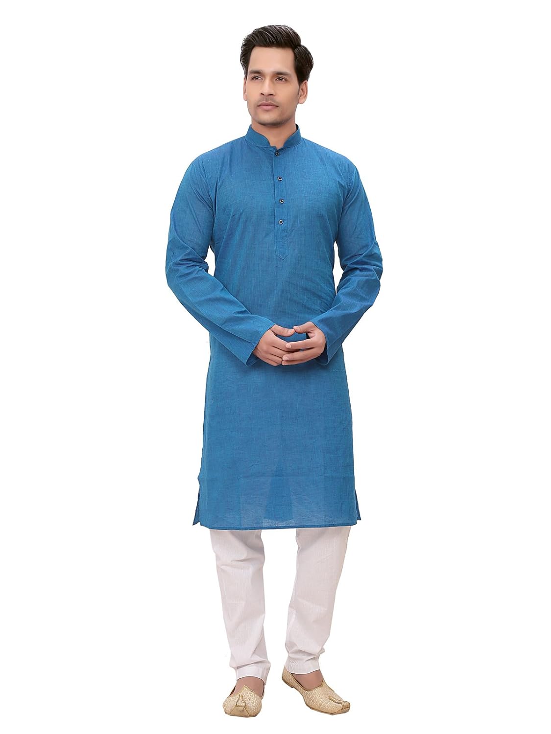 a.b.c. garments blue south cotton kurta pyjama set for men