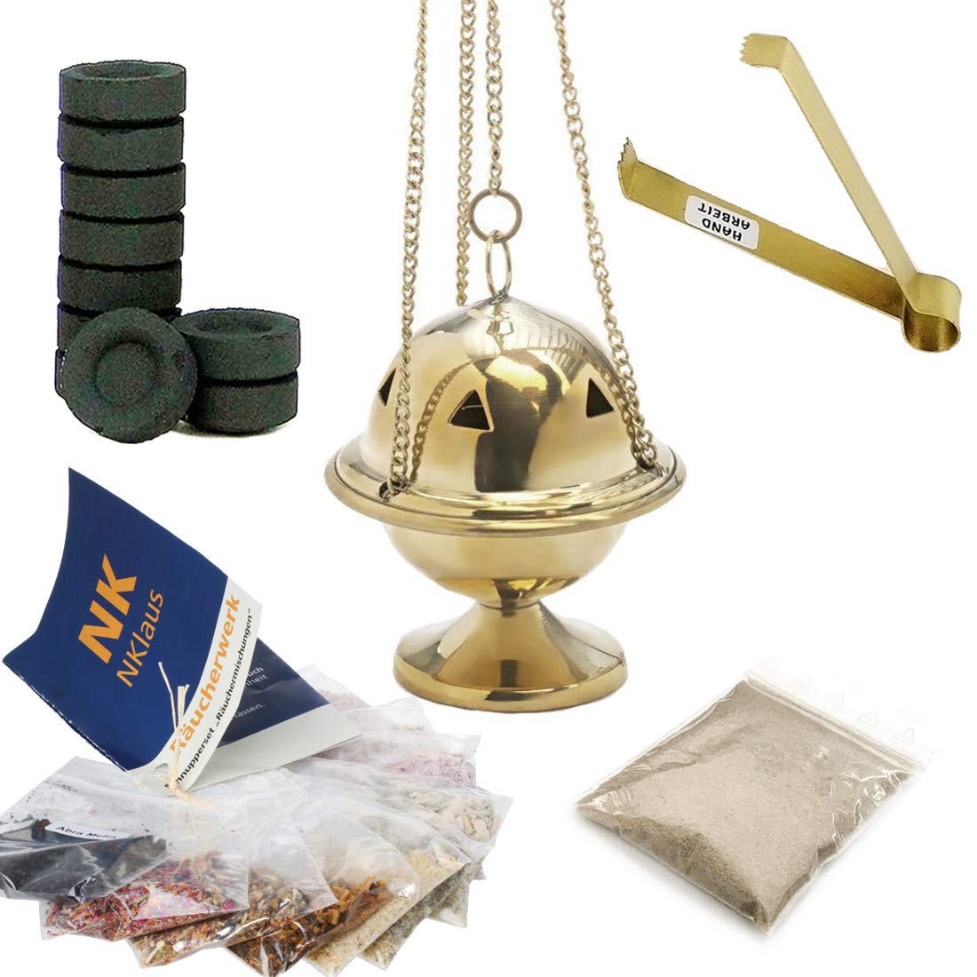 NKlaus starter pack incense burner set 14pcs with incense mixtures incense resins 40632