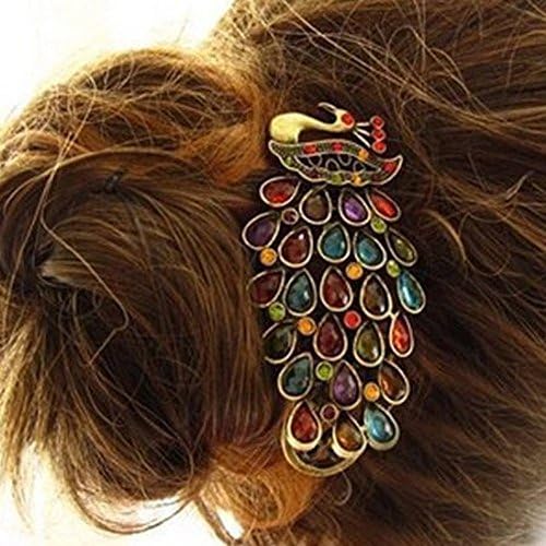 Andesan Unique Peacock Spread With Vintage Phoenix Rhinestone Hair Pin Clip for Women