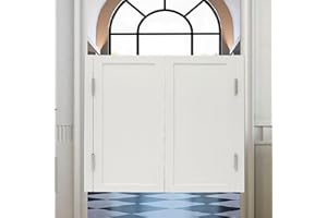 PINELICORN Swinging Doors Cafe Doors, Interior Solid Wood Swing Door with Metal Hinges, Cafe Saloon Doors, Bar Saloon Swinging Doors for Kitchen Stairs Bedroom Entrance Partition (White, 35.43" x 35.43")