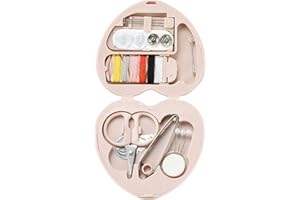 INOOMP Compact Beige Mini Sewing Tools Box with Pp Material, Easy to Store Heart-shaped Sewing Kit for DIY