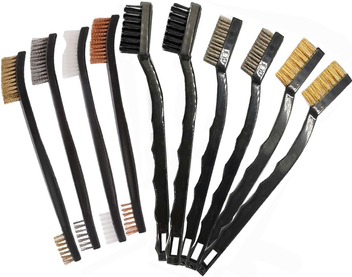 10 Piece Wire Brush Small Wire Brush Set with Stainless Steel Brass and